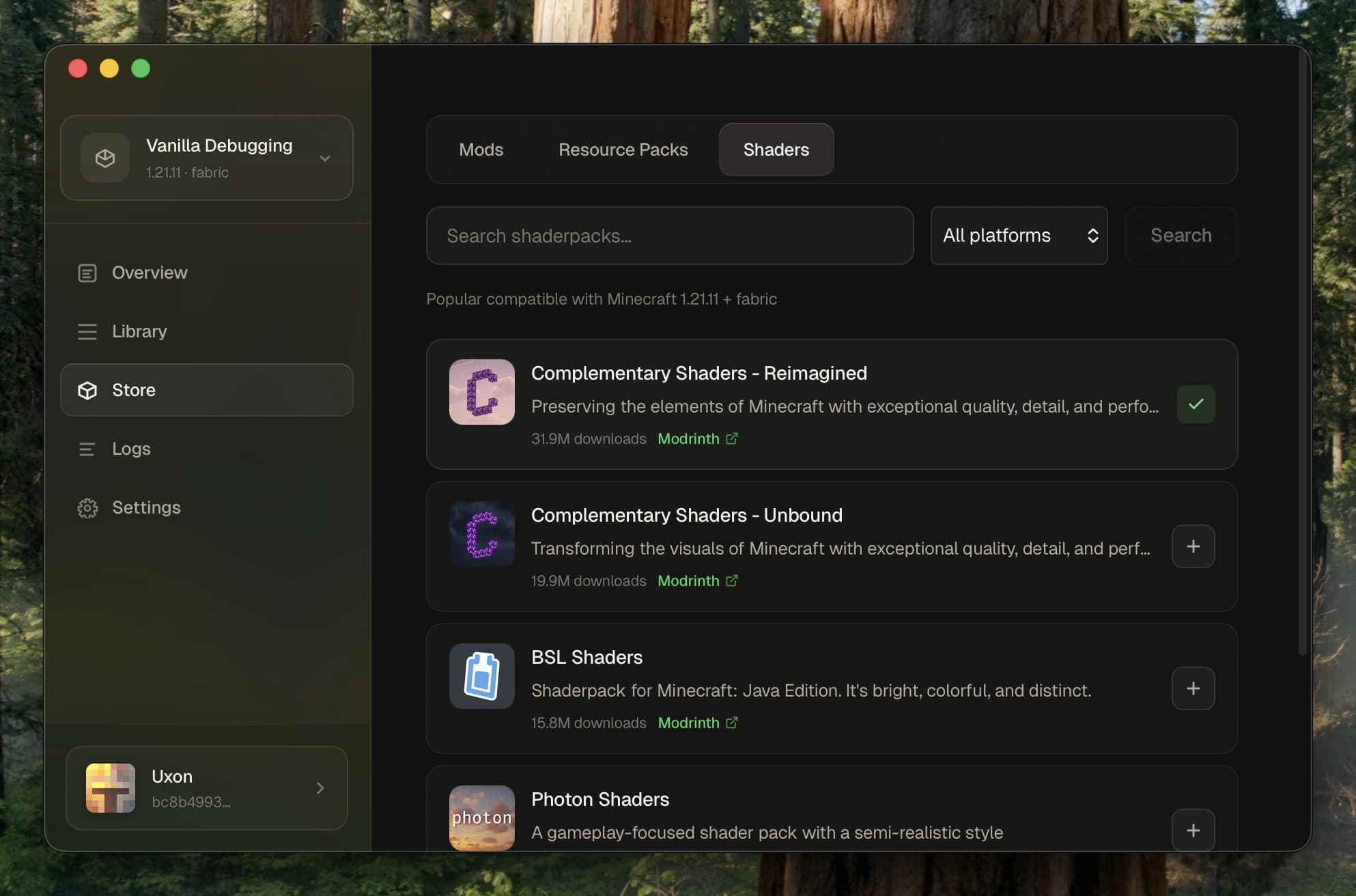 Mod store with Modrinth and CurseForge integration